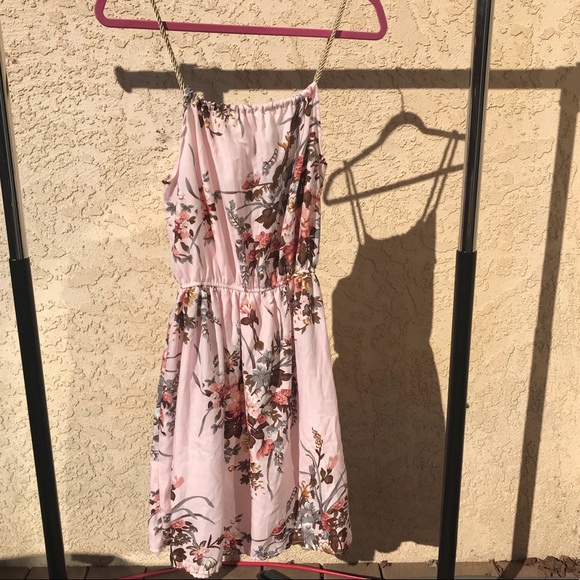 Pink floral dress with gold chord straps - Picture 2 of 4